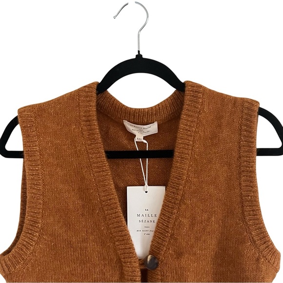 Sezane Maxime Gilet Cardigan in Ochre NWT XXS - Picture 3 of 8